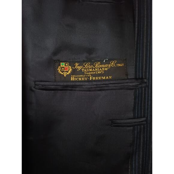 Hickey Freeman Madison 44L Blazer Black Multi-Stripe Loro Piana Super 130s Wool - Picture 9 of 10
